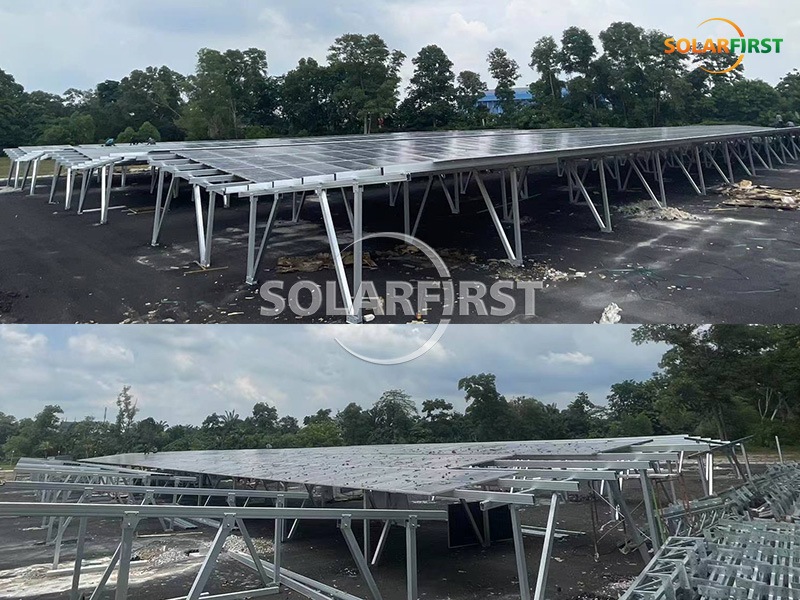 Solution d'abri de voiture photovoltaïque en aluminium de 627 kWc en Malaisie